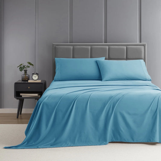 Twin XL Sheet Sets, 1800 Series Deep Pocket 3 Piece, Luxury Soft Microfiber Bed Sheet Sets, Beach Blue