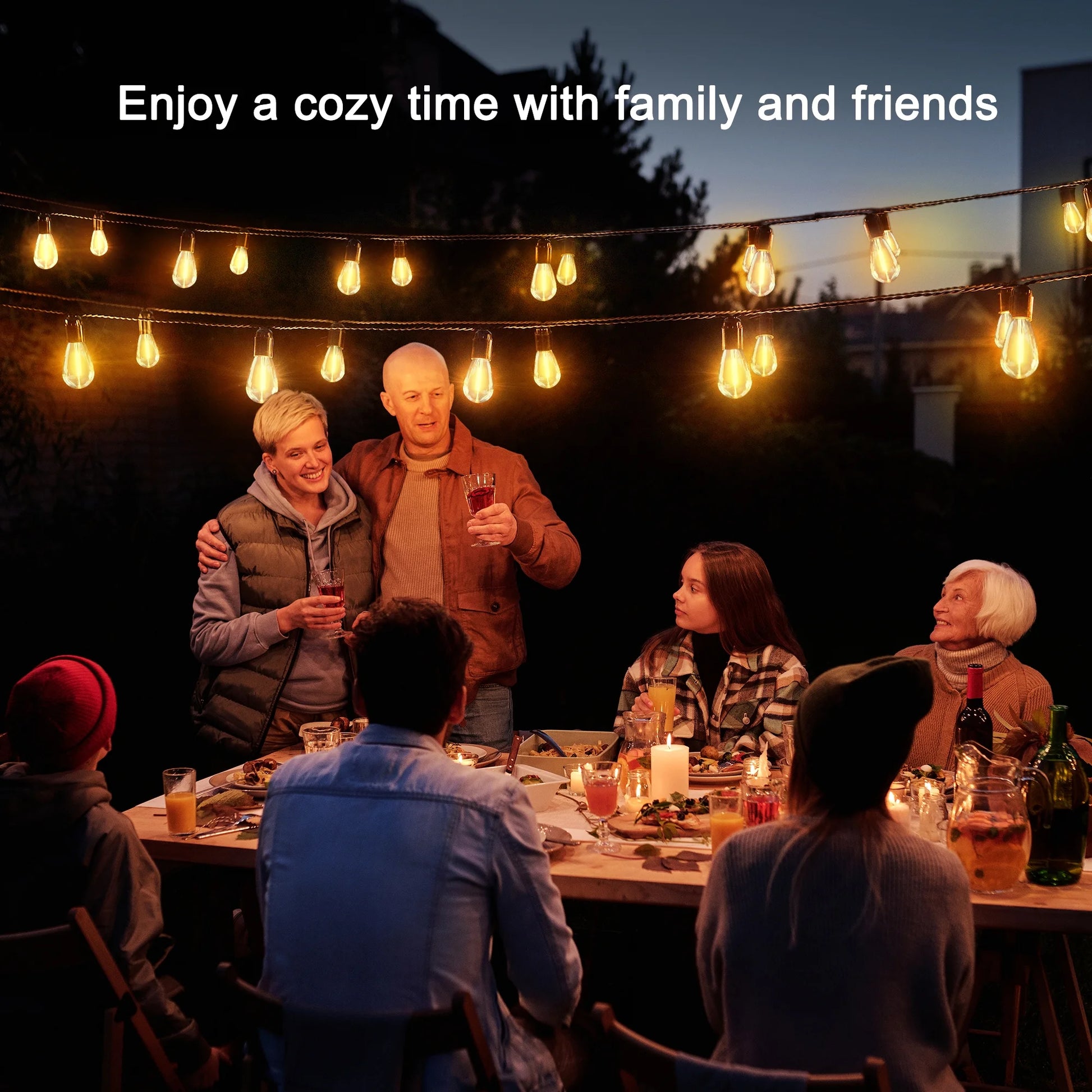 Solar Outdoor String Lights, 100Ft S14 LED Patio Lights with 24 Bulbs, String Lights for Porch Backyard