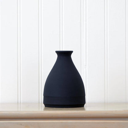 10 In. Cone Stone Vase Black Matte