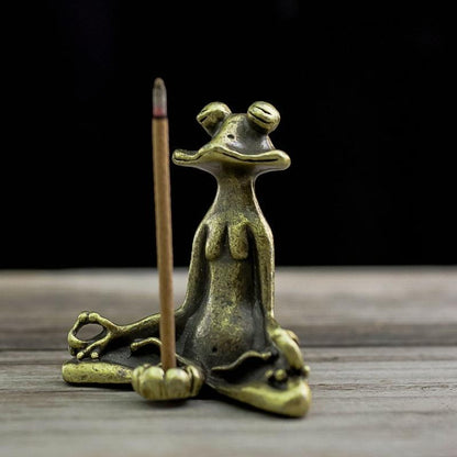 1-3 Count/Pcs Retro Copperware Incense Socket Zen Frog Ornaments Solid Pure Copper Frog Tea Pet Incense Holder Home Office Desktop Ornament Decoration Christmas Gift