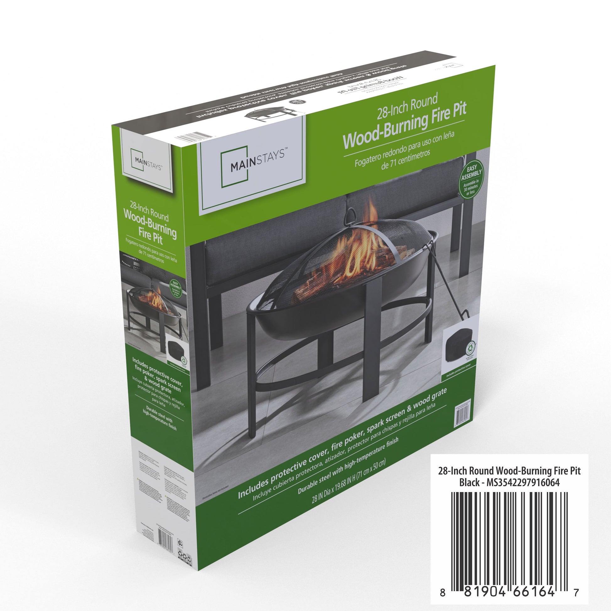 28" round Wood Burning Fire Pit, Steel Frame