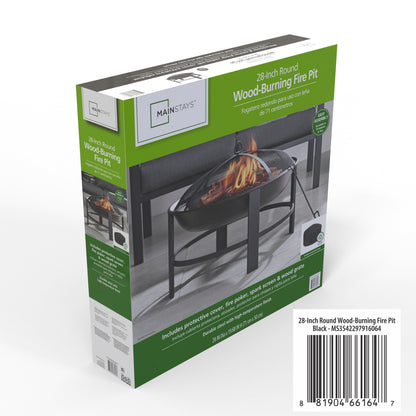 28" round Wood Burning Fire Pit, Steel Frame