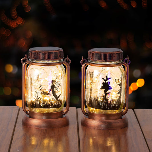 Hanging Solar Lantern, Outdoor Hanging Lantern Waterproof, 2 Pcs