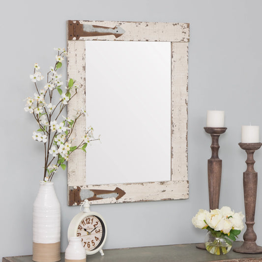 Serenad Farmhouse Wall Mirror White 30" X 22" by