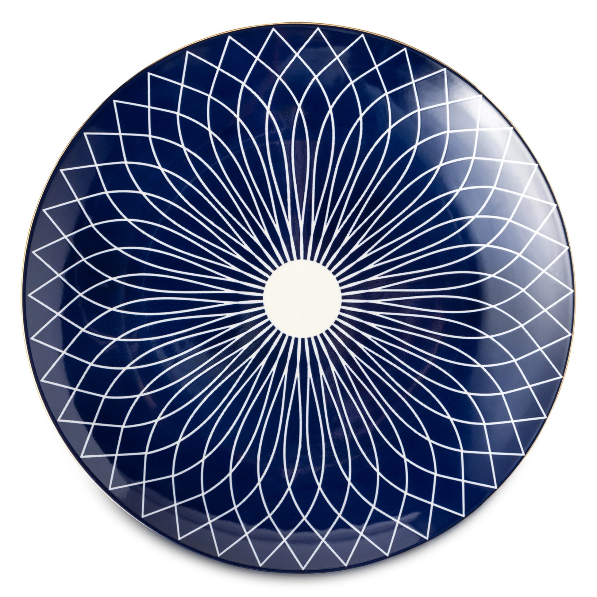 Blue and White Calypso 12-Piece Ceramic Dinnerware Set