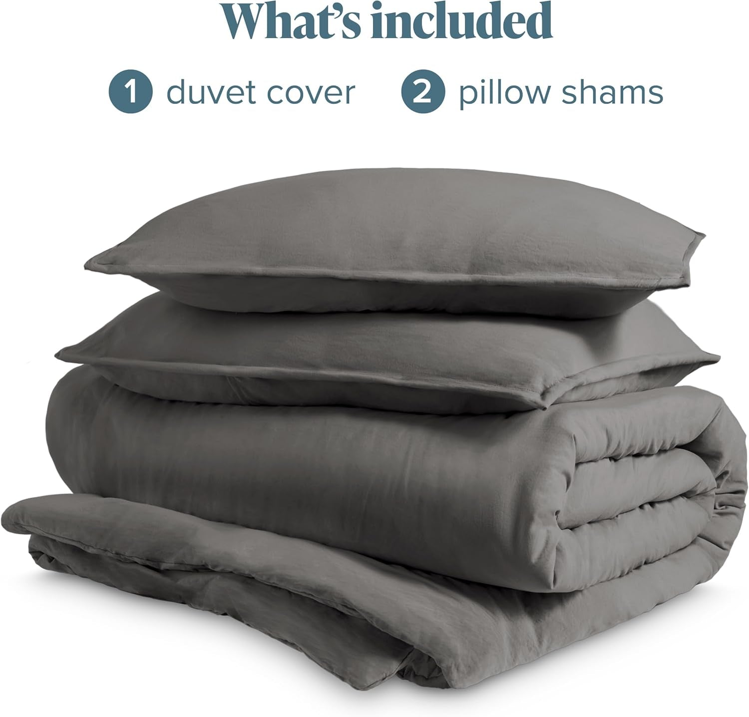 Microfiber Duvet Cover Set - Ultra Soft Washed Microfiber - Oversized Queen Size - Linen-Like Look - Easy Care - Breathable Fabric - Our Softest Duvet Cover Set (Oversized Queen, Grey)