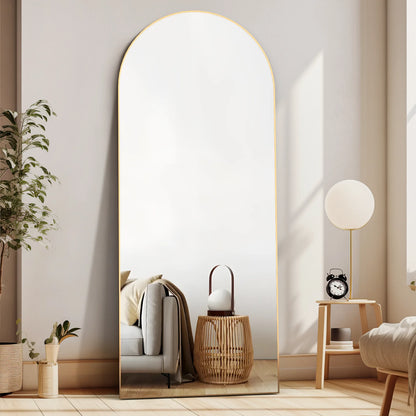 Arch Floor Mirror Arched Mirror Arched Full Length Mirror Wall 65"X24"Full Body Mirror Standing Gold