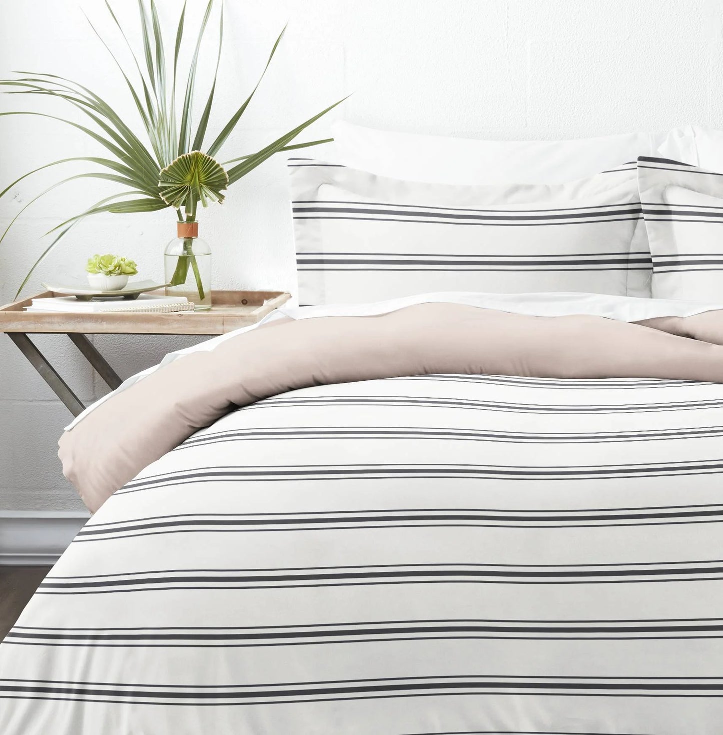 Rose Desert Stripe Reversible 2-Piece Duvet Cover Set, Twin/Twin XL