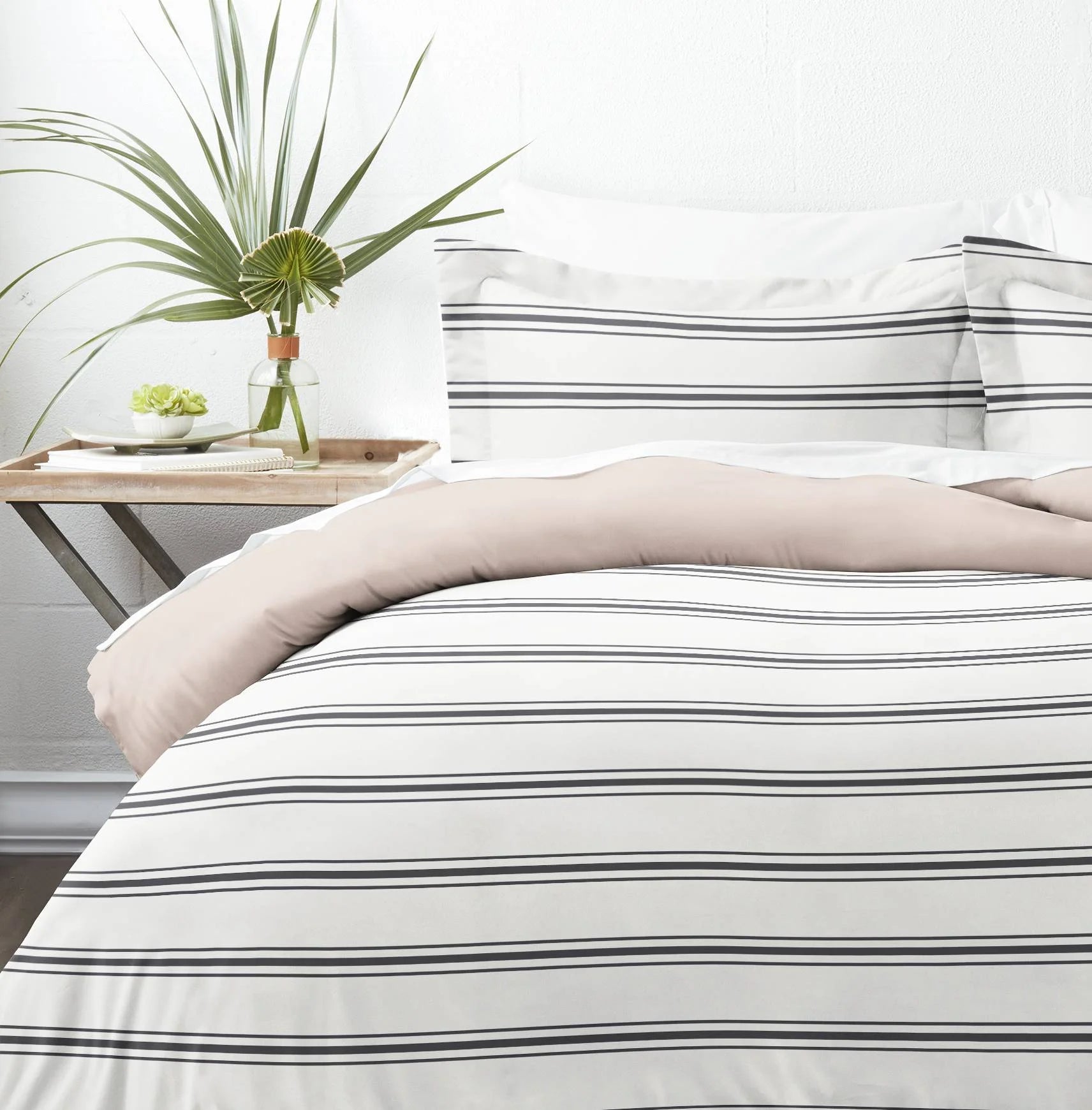 Rose Desert Stripe Reversible 2-Piece Duvet Cover Set, Twin/Twin XL