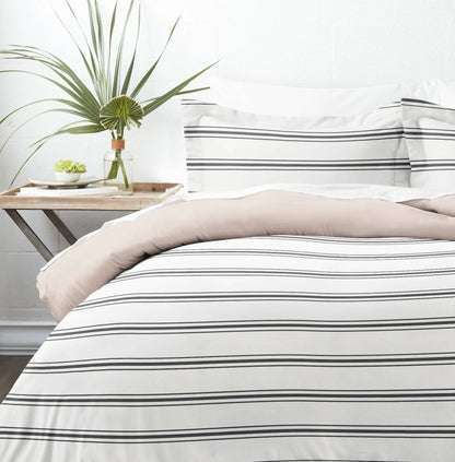 Rose Desert Stripe Reversible 2-Piece Duvet Cover Set, Twin/Twin XL