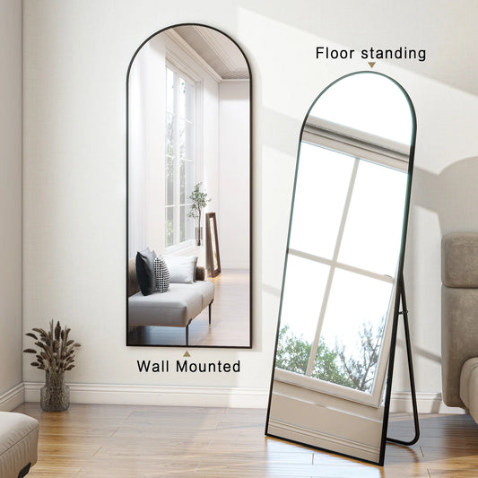 71"X27.1" Arch Full Length Mirror Oversized Floor Mirrors for Standing Leaning, Black