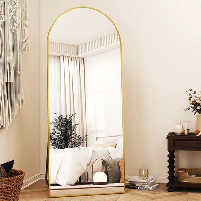 56" X21 Arched Full Length Mirror Floor Mirrors with Aluminum Alloy Frame Free-S