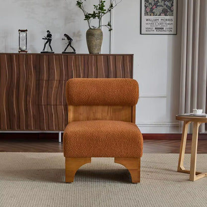 Modern Boucle Lounge Chair, Solid Wood Frame, Rolled Backrest, Soft Durable Boucle Upholstery, Perfect for Living Room,