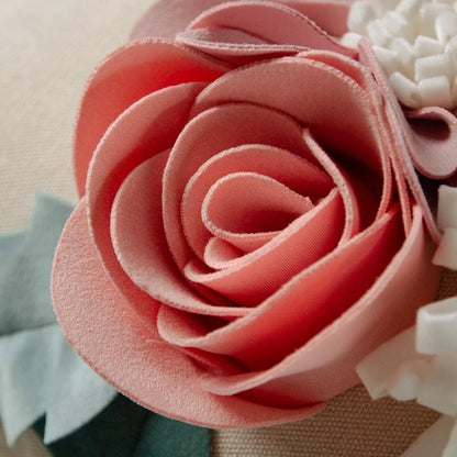 3D Decorative Solid Cotton Suede Pink Flower Throw Pillow Covers Accent Pillow Case 18X18Inch