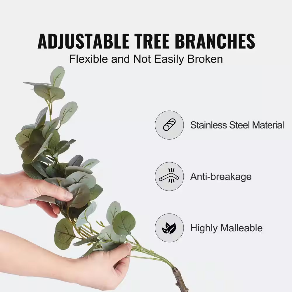6 Ft. Artificial Eucalyptus Tree Tall Faux Plant Secure PE Material and Anti-Tip Tilt Protection Low-Maintenance Plant