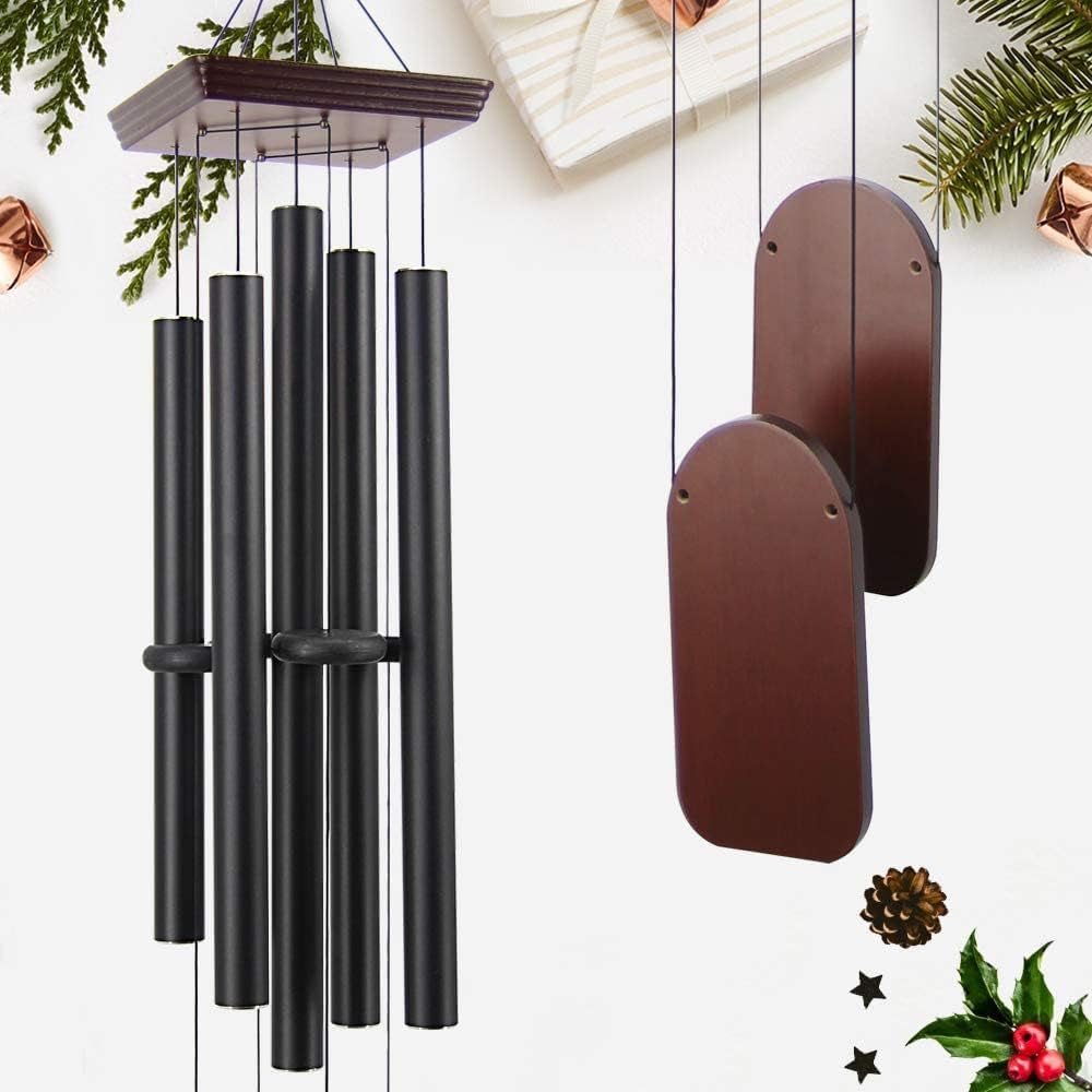 Large Wind Chimes Outdoor 48 Inch Sympathy Wind Chime with 5 Heavy Aluminum Tubes Tuned Soothing Melody, Memorial Wind Chimes for outside Decoration (Patio, Garden, Yard)