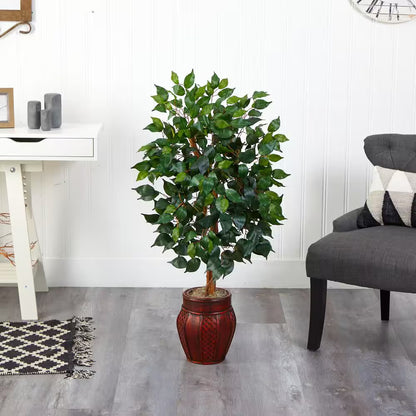 44 In. Artificial Ficus Tree with Decorative Planter