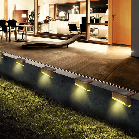 8PCS Outdoor Solar Deck Lights, Waterproof Solar Step Lights, LED Solar Lights for Outdoor Stairs Fence Yard Patio Railing Garden Pathway Christmas Decoration Lights(Brown-Warm White)