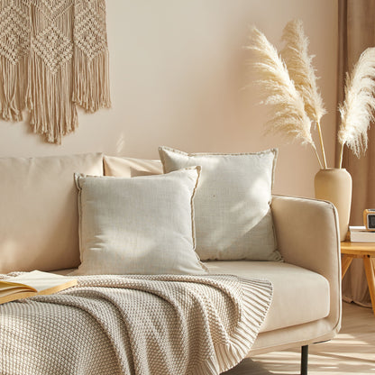 20"X20" 2-Pack Linen Decorative Pillows, Papyrus Beige