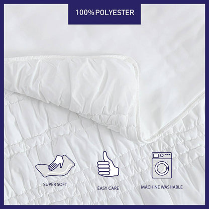 Scrunch Stripe 2-Piece White Microfiber Twin Quilt Set