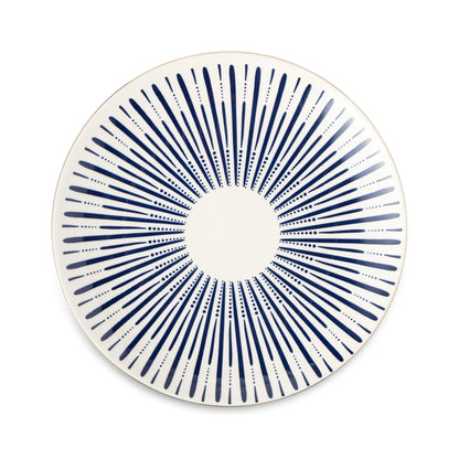 Blue and White Calypso 12-Piece Ceramic Dinnerware Set