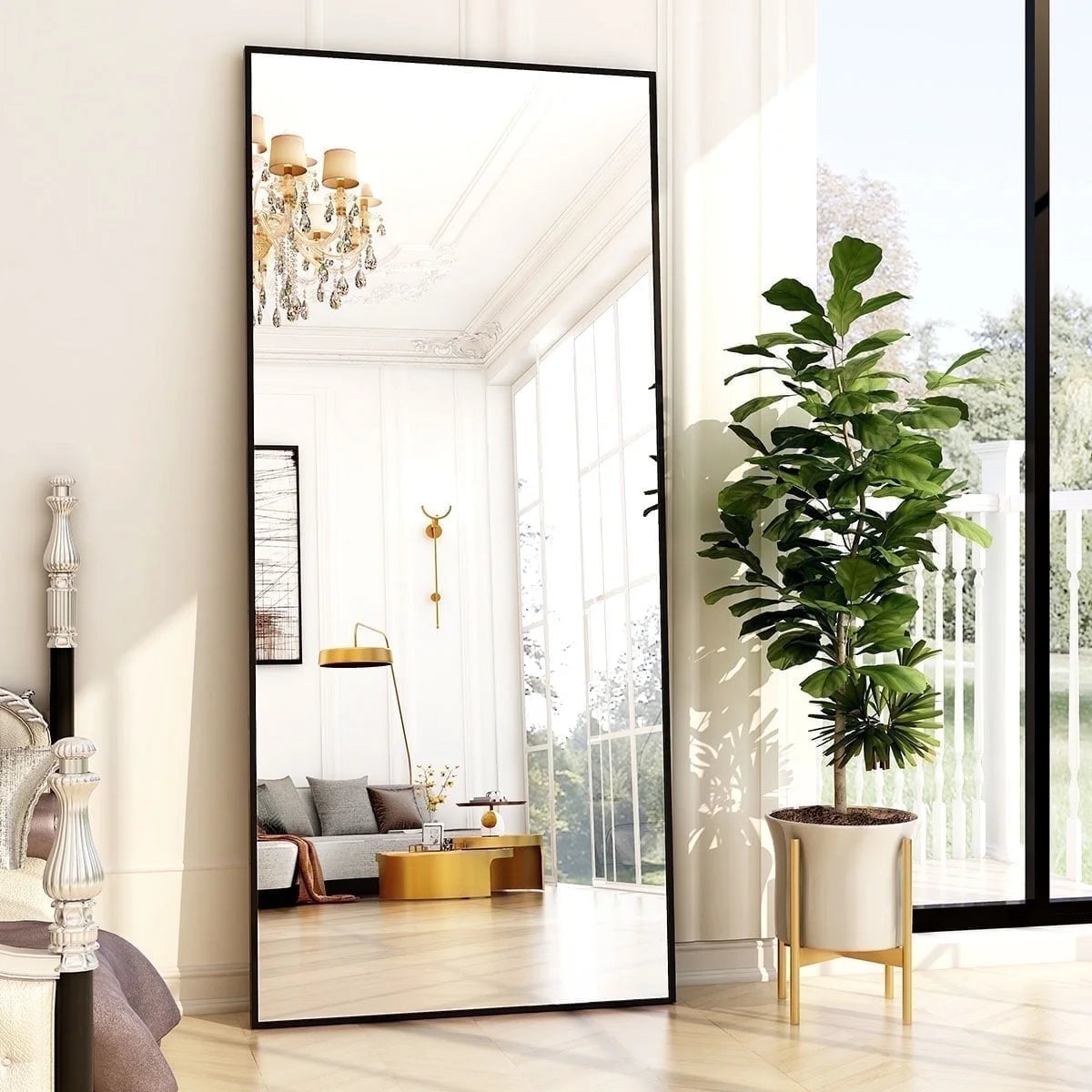 76"X34" Oversized Full Length Mirror Rectangle Wall Mirror Floor Mirrors for Leaning, Black