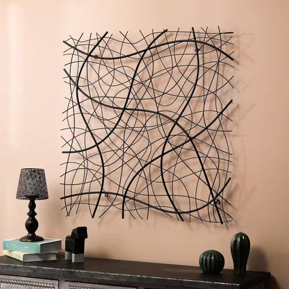 Large Metal Black Abstract Square Wall Art