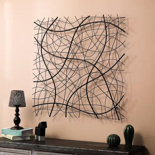 Large Metal Black Abstract Square Wall Art