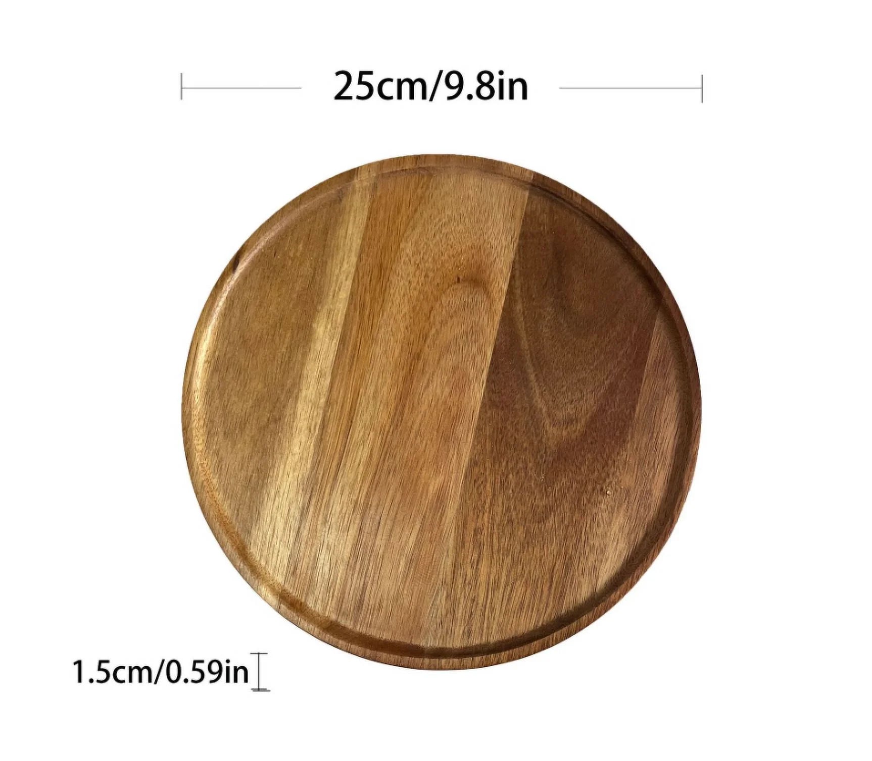 10 Inches Candle Holder Tray Home Decor, Acacia round Wood Tray for Coffee Table, Coffee Table Tray,Small Wooden Serving Tray, Decorative Trays for Home Decor(1 Pack)