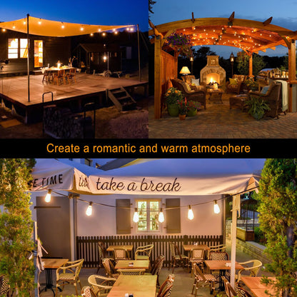 Solar Outdoor String Lights, 100Ft S14 LED Patio Lights with 24 Bulbs, String Lights for Porch Backyard