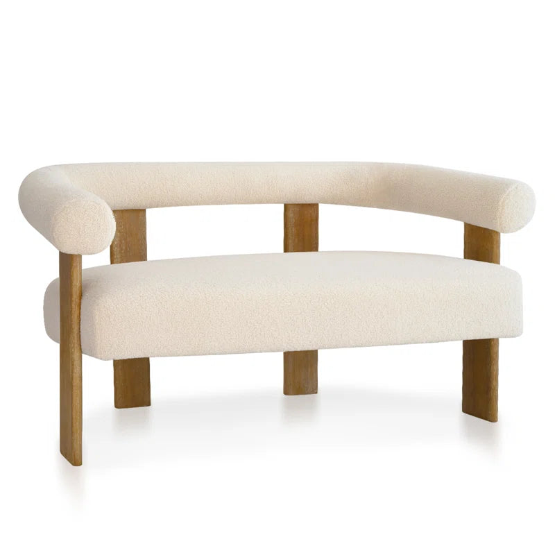 Petruna 54'' Upholstered Solid round Armrest Loveseat