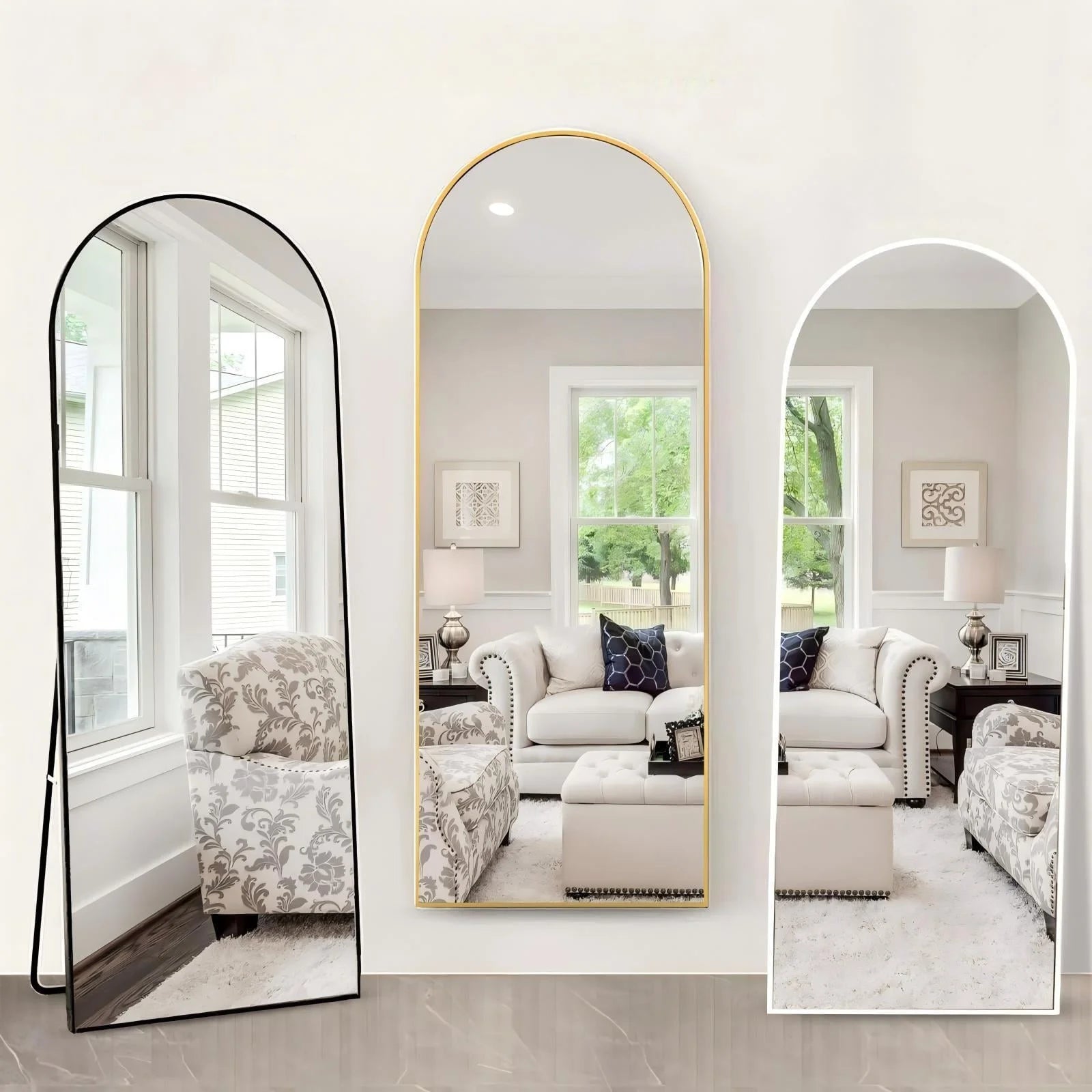 Arched Full Length Floor Mirror 64"X21.1" Full Body Standing Mirror,Gold
