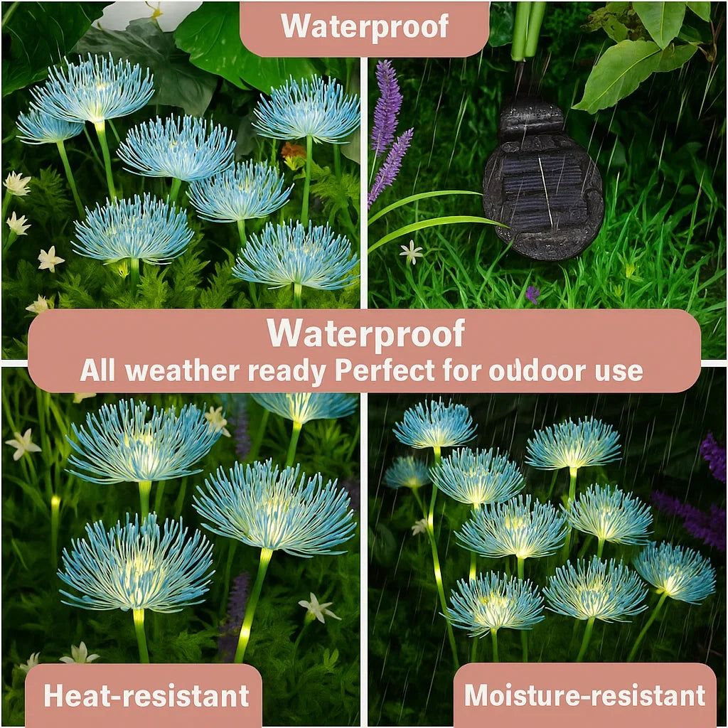Blue Flower Solar Garden Lights Outdoor, Fairy Waterproof Solar Lights for Yard Pathway Patio Outdoor Decor