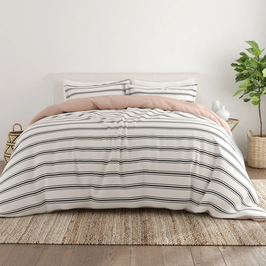 Rose Desert Stripe Reversible 2-Piece Duvet Cover Set, Twin/Twin XL