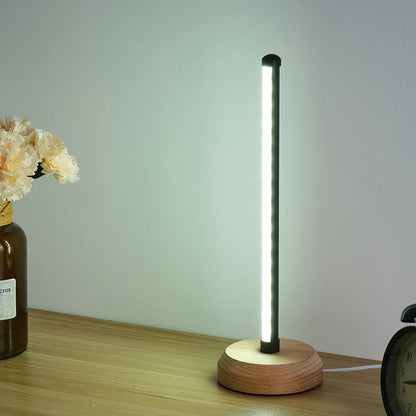 Simple Designs, Wood Base Mini Table Lamp, 13.4" H,Black,3-Color Temperature