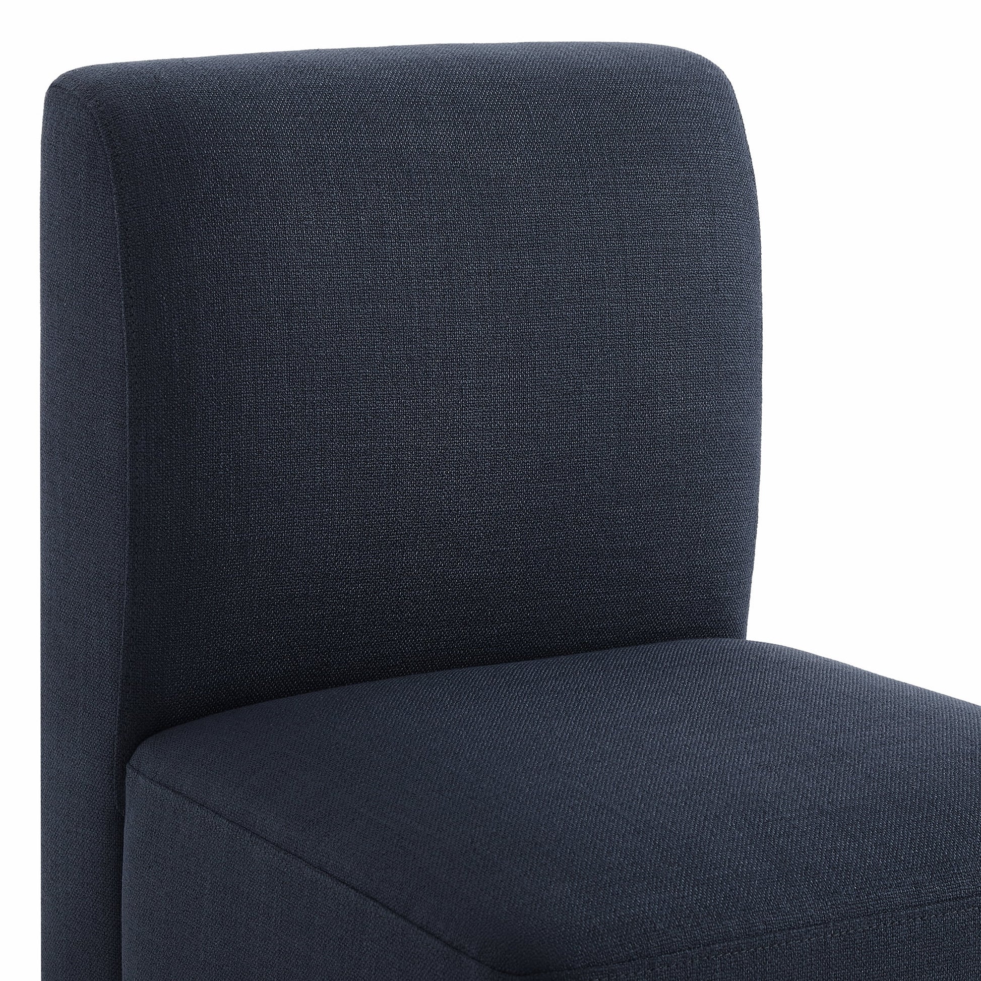 Upholstered Dining Chairs with Casters Set of 2,Modern Armless Accent Chair with Wheels for Bedroom Reading Room Living Room, Blue Fabric