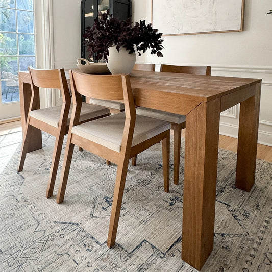 72" Modern Dining Table for 6, Solid Wood Rectangular Dining Table for Kitchen/Dining Room, Pecan Wirebrush