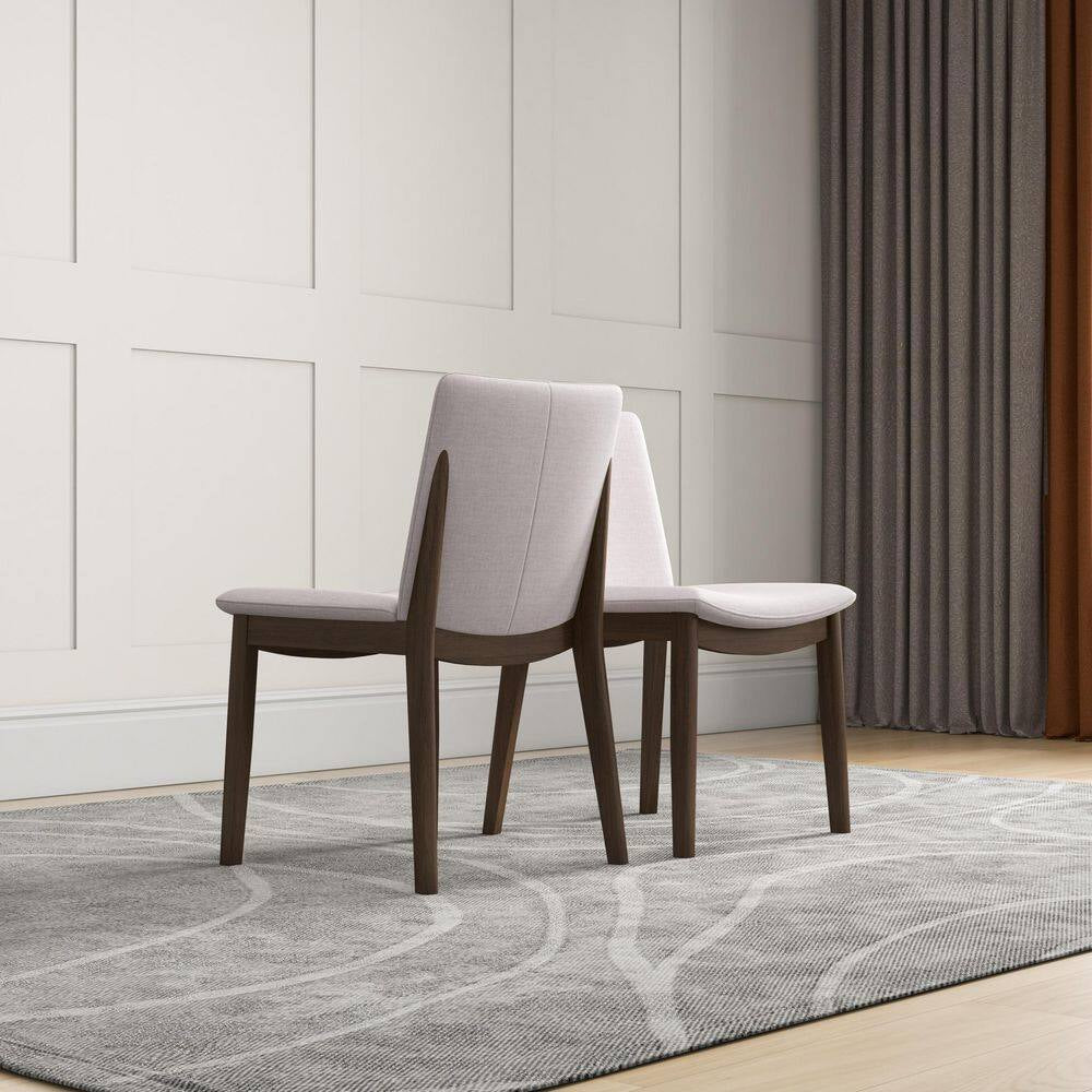 Valentine Mid-Century Modern Beige Fabric Dining Chair (Set of 2)