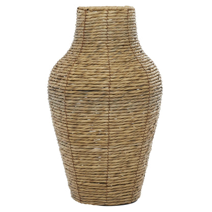 18" Handmade Tall Woven Floor Brown Faux Seagrass Vase