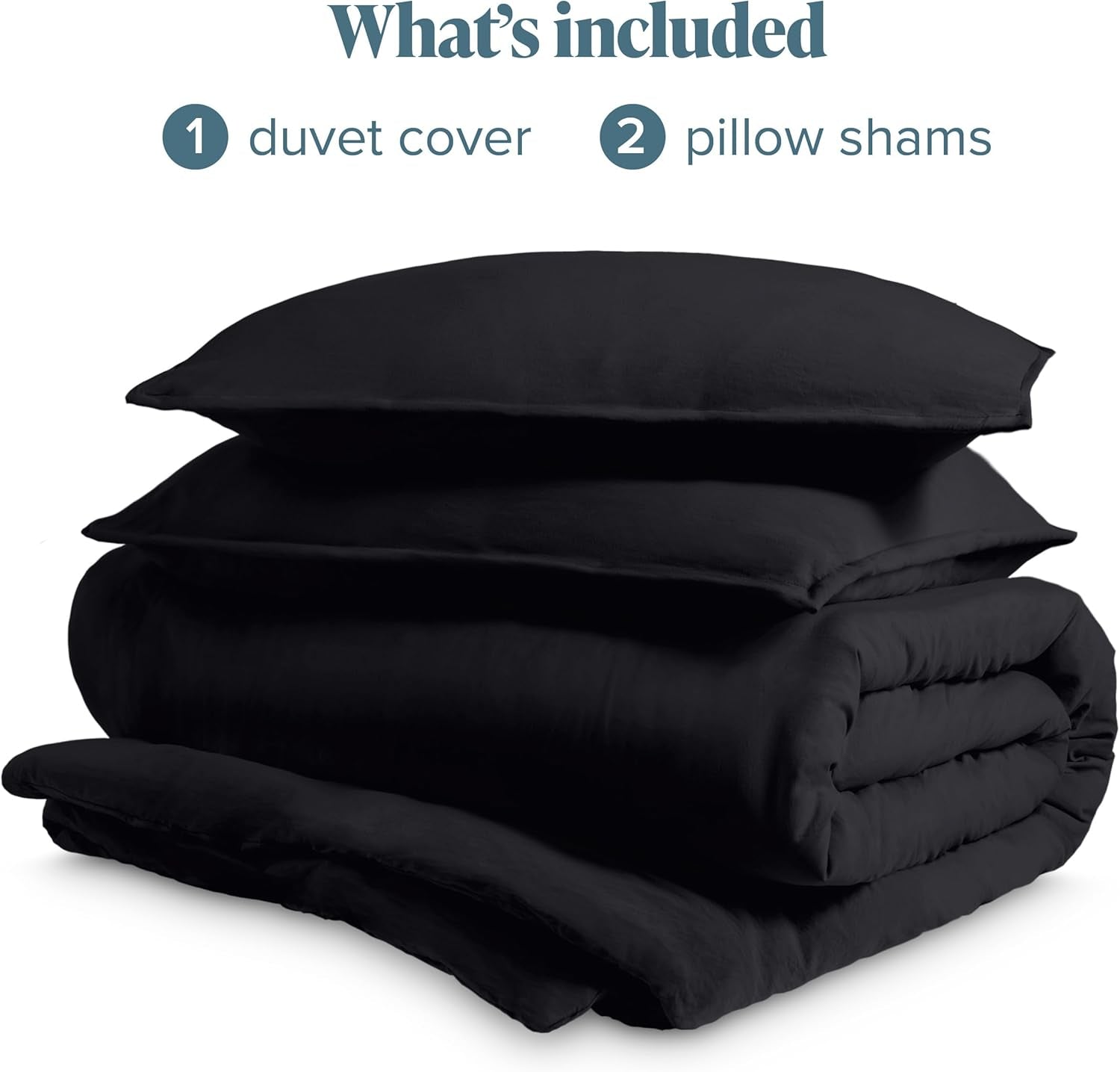 Microfiber Duvet Cover Set - Ultra Soft Washed Microfiber - Oversized Queen Size - Linen-Like Look - Easy Care - Breathable Fabric - Our Softest Duvet Cover Set (Oversized Queen, Black)