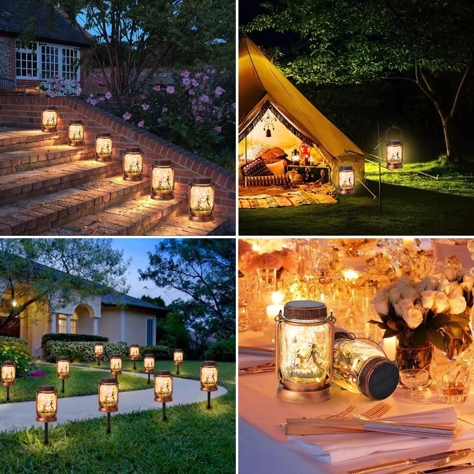 Hanging Solar Lantern, Outdoor Hanging Lantern Waterproof, 2 Pcs