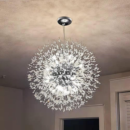 Modern Crystal Chandeliers, Chrome Firework Dandelion Sputnik Chandelier Light Fixture Pendant Lighting for Dining Room, Bedroom, Kitchen, Living Room(16-Light, Chrome)