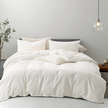 Duvet Cover Set Soft Washed Microfiber Duvet Cover 3 Pieces King White