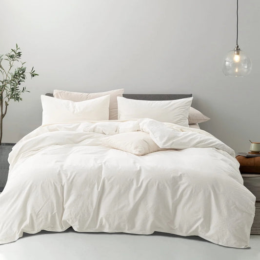 Duvet Cover Set Soft Washed Microfiber Duvet Cover 3 Pieces King White