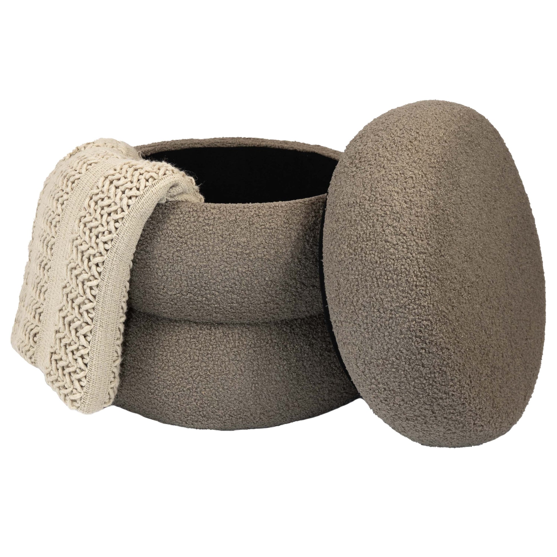 Boucle Cloud Storage Ottoman, Taupe