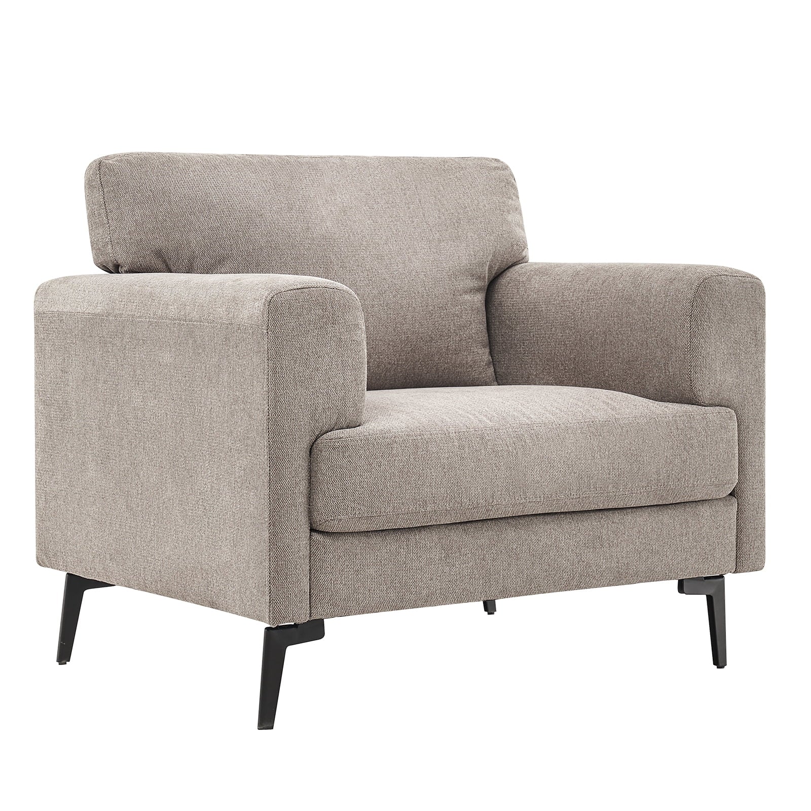 Accent Chair Set of 2, 37.8" Wide Linen Upholstered Living Room Armchairs, Modern Comfy Fabric Lounge Arm Chairs for Bedroom, Light Brown