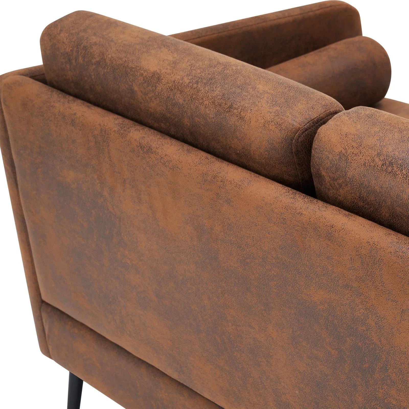 52" Fabric Square Arm Loveseat, 2-Seat Love Seat Sofa Chair, Small Modern Couch with Bronzing Cloth Brown