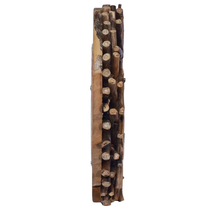 Mirror Natural Wood Solid Teak Wood and Glass Medium