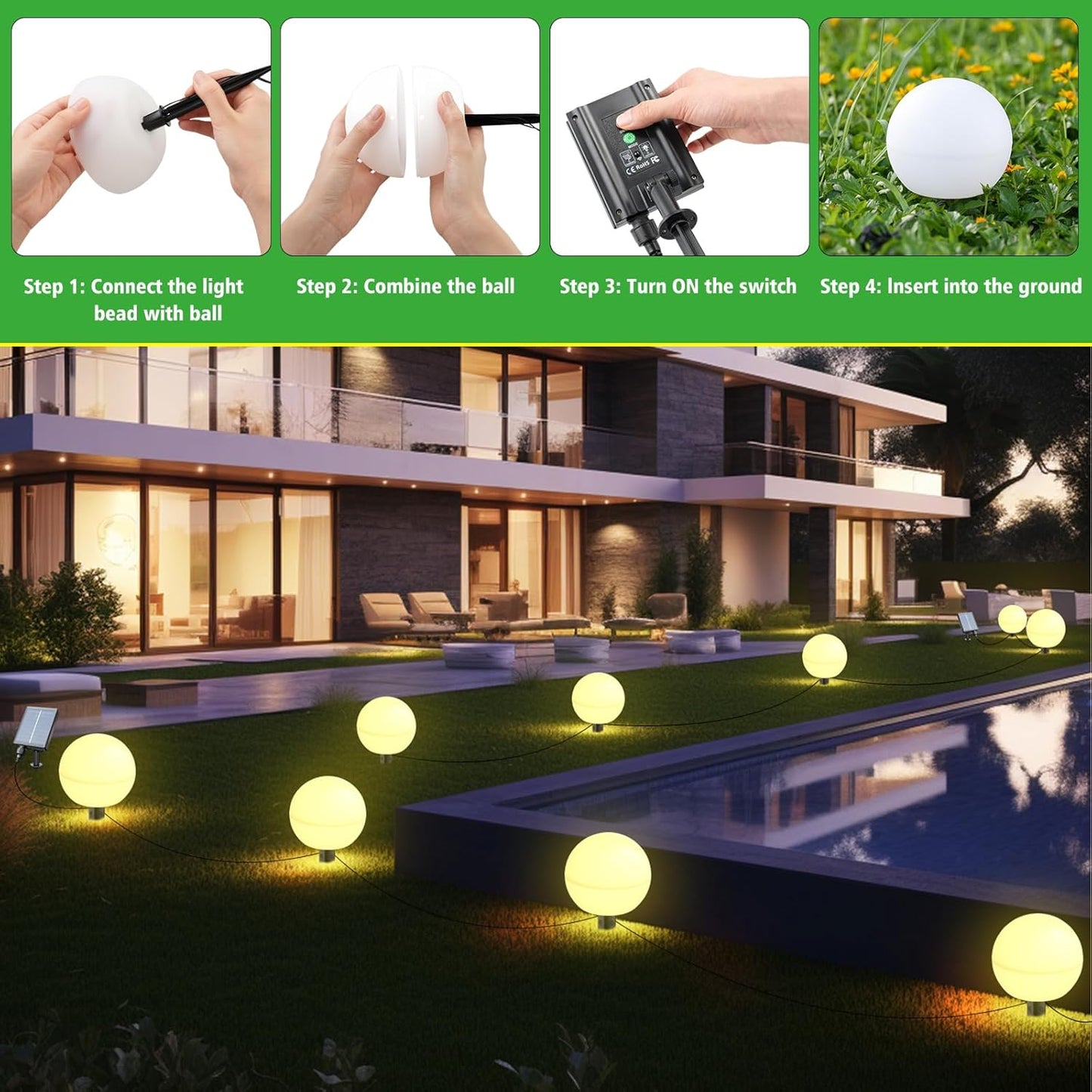 Solar Lights Outdoor Waterproof Decorations, 5 Pack Solar Globe Lights for Outsi