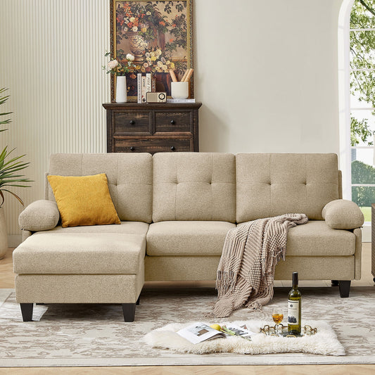 Modern Fabric L-Shapped Sofa Sectional Couches for Living Room Convertible Sofa with Matching Chaise for Office, Apartment, Studio